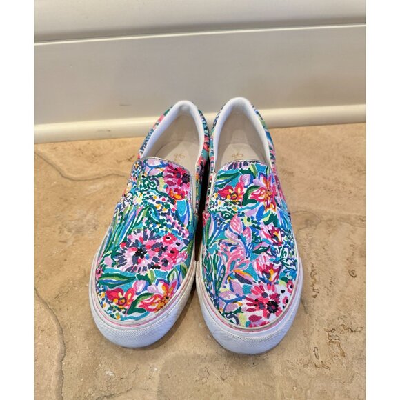 Lilly Pulitzer Alligator Isle Slip On Sneakers Womens Size 6 Vibrant Floral Prin - Picture 1 of 4